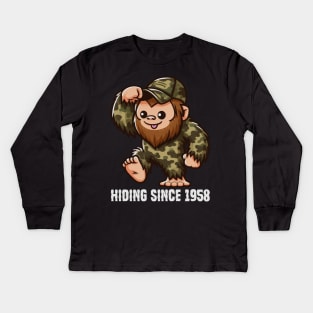 Bigfoot Hiding Since 1958 Kids Long Sleeve T-Shirt